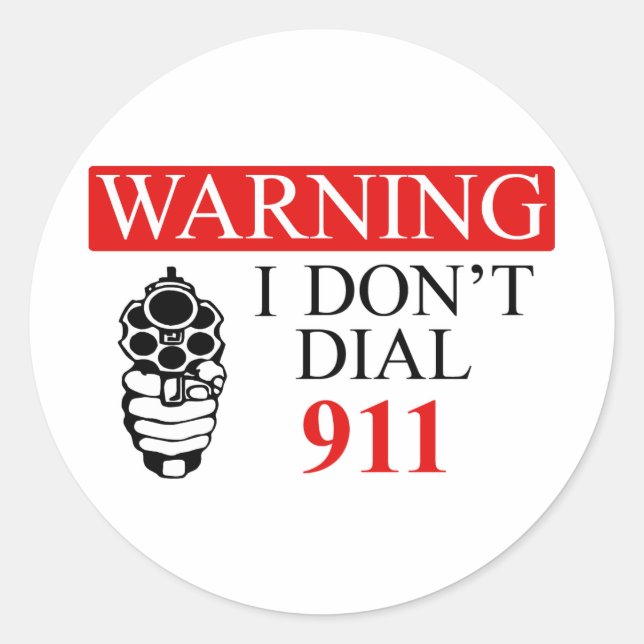 Pegatina Redonda Aviso: No marque el 911 (Anverso)