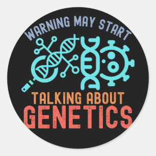 Pegatina Redonda Aviso Puede Empezar A Hablar De Genética