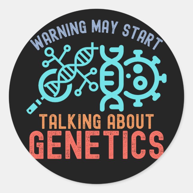 Pegatina Redonda Aviso Puede Empezar A Hablar De Genética (Anverso)