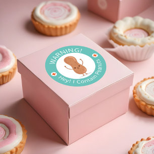 Pegatina Redonda ¡Aviso Que Contengo Maní! Comida para alergia al c