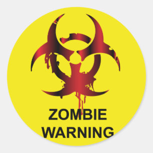 Pegatina Redonda Aviso zombi