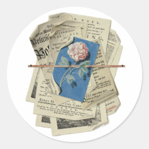 Pegatina Redonda Avisos e impresiones de la reserva rápida arte