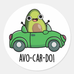 Pegatina Redonda Avo-car-do Chistes Divertidos de Aguacate 