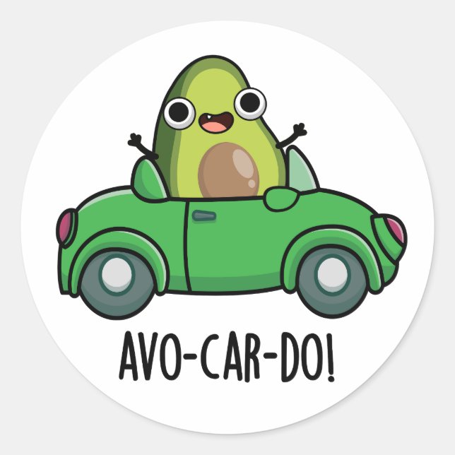 Pegatina Redonda Avo-car-do Funny Aguacate Puns (Anverso)