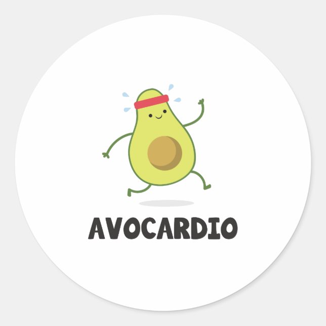 Pegatina Redonda Avo Cardio Funny Workout Tropical Fruit Aguacate (Anverso)