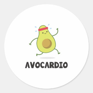 Pegatina Redonda Avo Cardio Funny Workout Tropical Fruit Aguacate