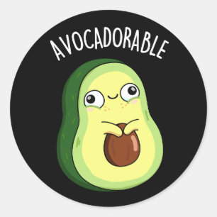 Pegatina Redonda Avoc adorable Funny Aguacate Pun Dark BG