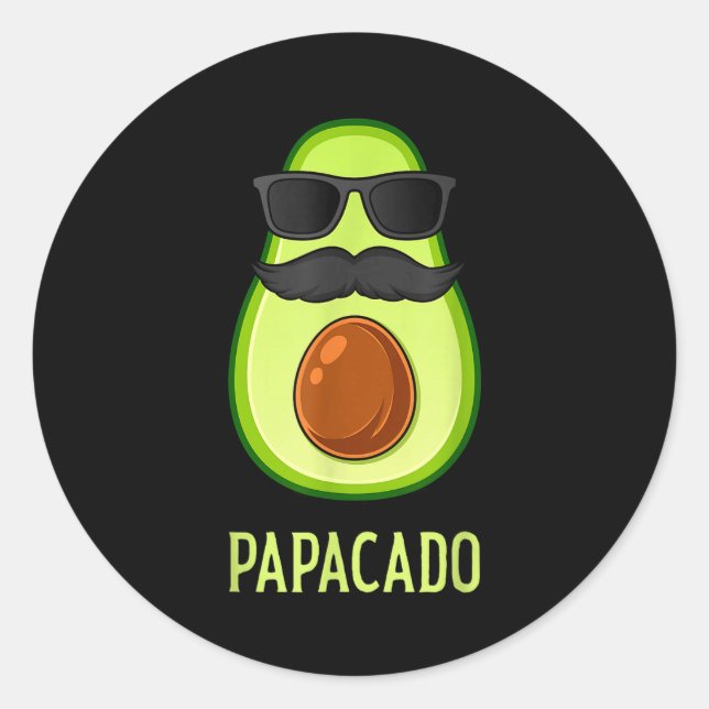 Pegatina Redonda Avocado Dad Papacado Funny Daddy Father Avocado  (Anverso)
