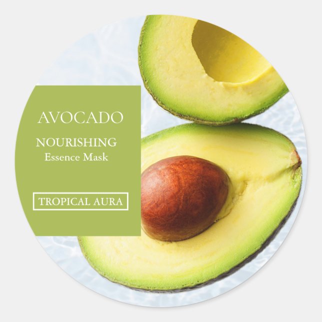 Pegatina Redonda Avocado Facial Mask Label (Anverso)