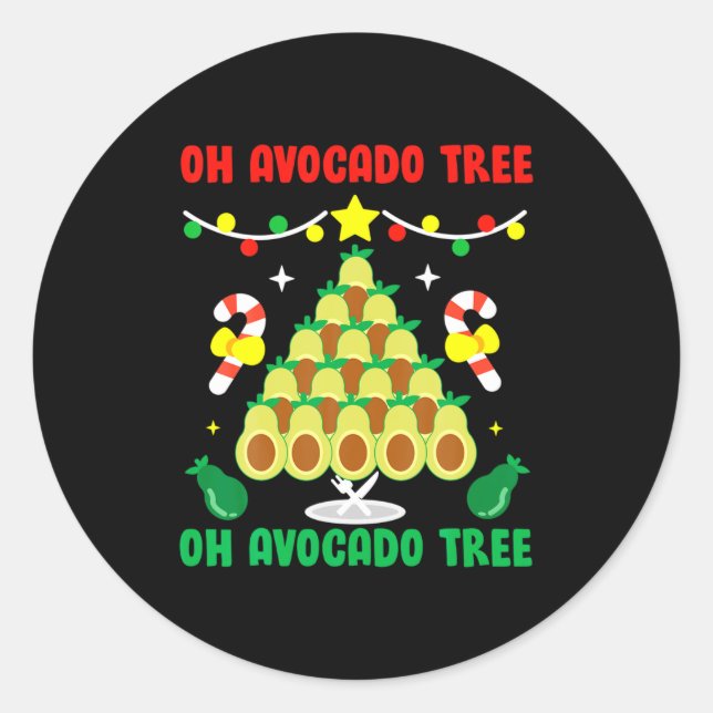 Pegatina Redonda Avocado Tree Funny Food Vegan Christmas Gift  (Anverso)