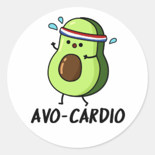 Pegatina Redonda Avocardio Funny Ejercicio Aguacate Pun