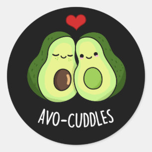 Pegatina Redonda Avocudelas Funny Pareja Aguacate Pun Dark BG