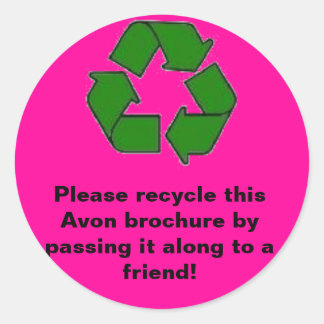 Pegatina Redonda Avon: Por favor recicle el folleto
