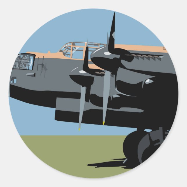 Pegatina Redonda Avro Lancaster Bomber (Anverso)