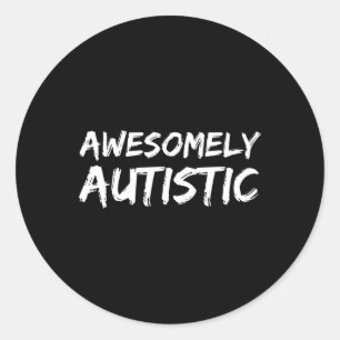 Pegatina Redonda Awesomamente Autista Para El Autismo De Los Niños