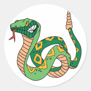 Pegatina Redonda Awesome Green Rattlesnake