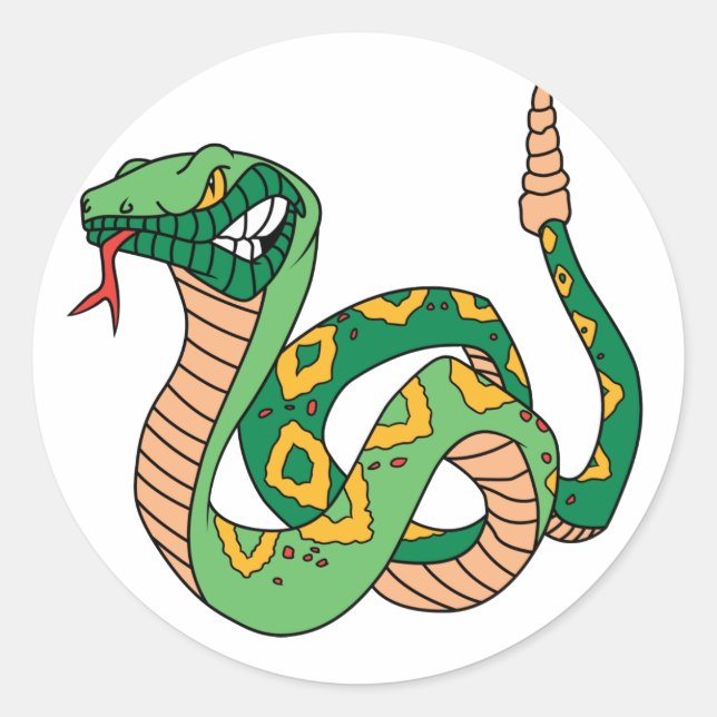Pegatina Redonda Awesome Green Rattlesnake (Anverso)