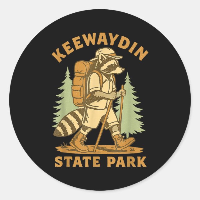 Pegatina Redonda Awesome Keewaydin State Park, Ny Hiking Racoon Hik (Anverso)