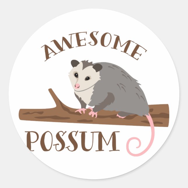 Pegatina Redonda Awesome Possum (Anverso)