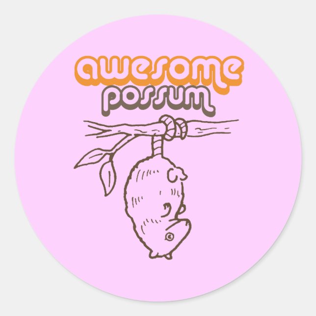 Pegatina Redonda Awesome Possum (Anverso)
