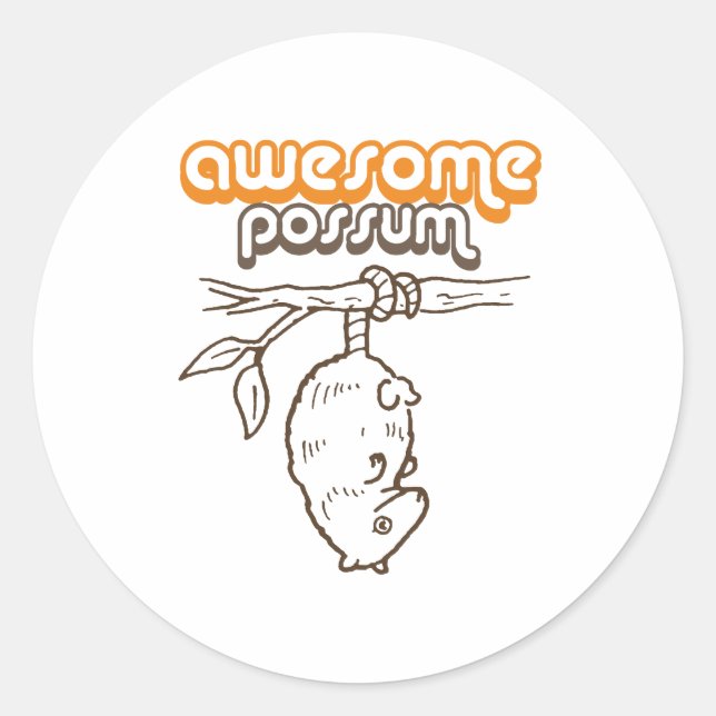 Pegatina Redonda Awesome Possum (Anverso)