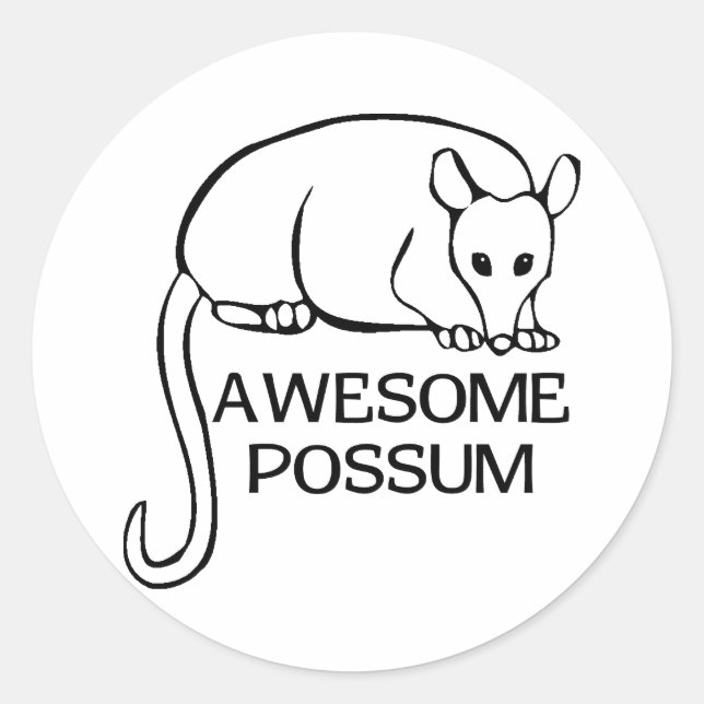 Pegatina Redonda Awesome Possum (Anverso)