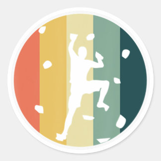 Pegatina Redonda Awesome Retro Wall Climber Rock Mountain Climbing 