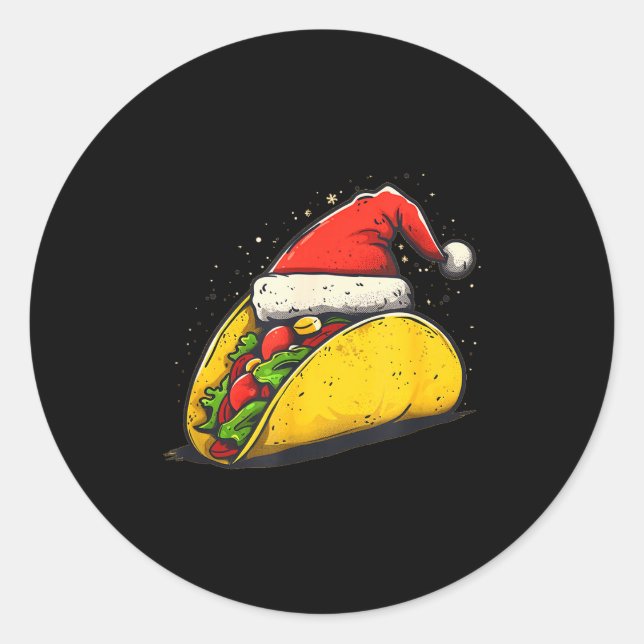 Pegatina Redonda Awesome Taco Outfit For Xmas Tacos Lovers  (Anverso)