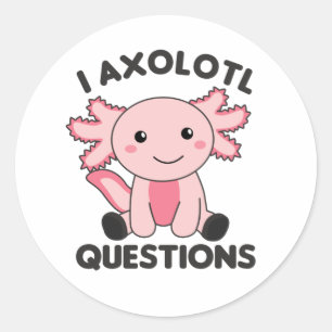 Pegatina Redonda Axolotl Ama A Los Animales Dulces Para Niños De La