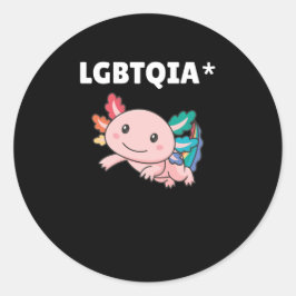 Pegatina Redonda Axolotl - Bandera arcoiris Orgullo LGBT
