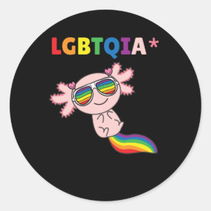 Pegatina Redonda Axolotl - Bandera arcoiris Orgullo LGBT