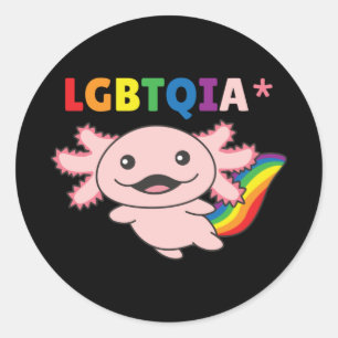 Pegatina Redonda Axolotl - Bandera arcoiris Orgullo LGBT Classic Ro