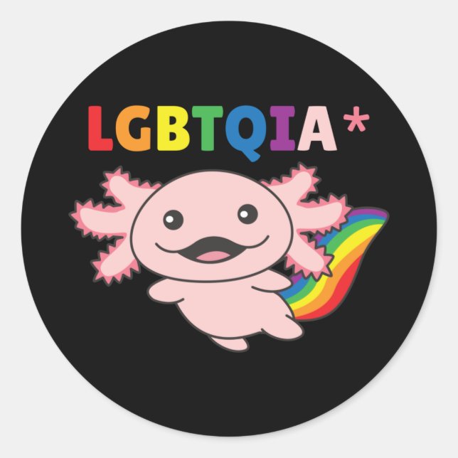 Pegatina Redonda Axolotl - Bandera arcoiris Orgullo LGBT Classic Ro (Anverso)