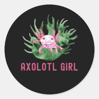 Pegatina Redonda Axolotl Chica, Cute Funny Axolotl Lover