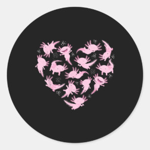 Pegatina Redonda Axolotl Corazón Para Niños Axolotl Lover Axolotl K