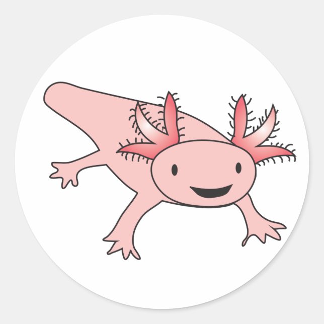 Pegatina Redonda Axolotl Cute Salamander (Anverso)