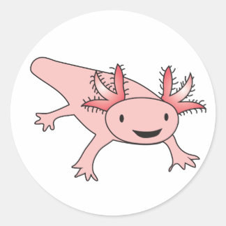 Pegatina Redonda Axolotl Cute Salamander