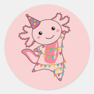 Pegatina Redonda Axolotl Desea Feliz Cumpleaños A Usted Axolotls Cl