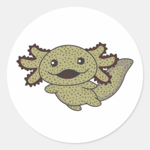 Pegatina Redonda Axolotl Diversos Tipos De Axolotls Animales Dulces
