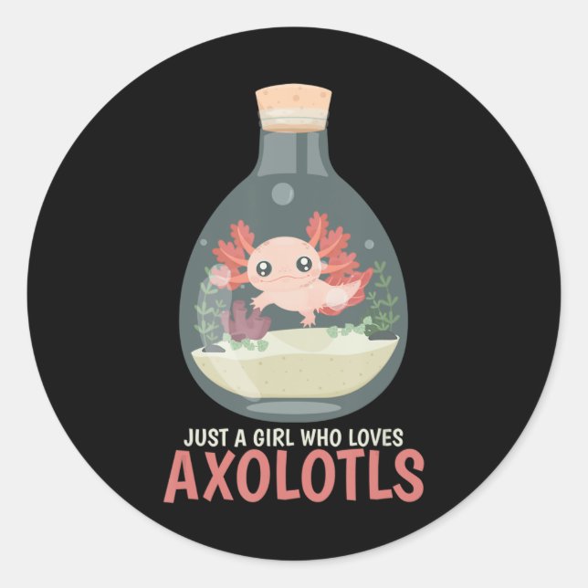Pegatina Redonda Axolotl Fish Tank Axolotl Preguntas Cuestas Anime  (Anverso)