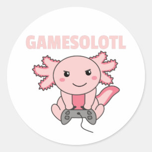 Pegatina Redonda Axolotl Gamesolotl Cute Animales Para Jugadores Cl