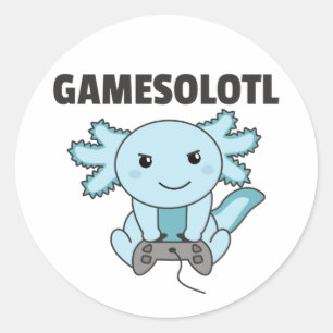 Pegatina Redonda Axolotl Gamesolotl Cute Animales Para Jugadores Cl
