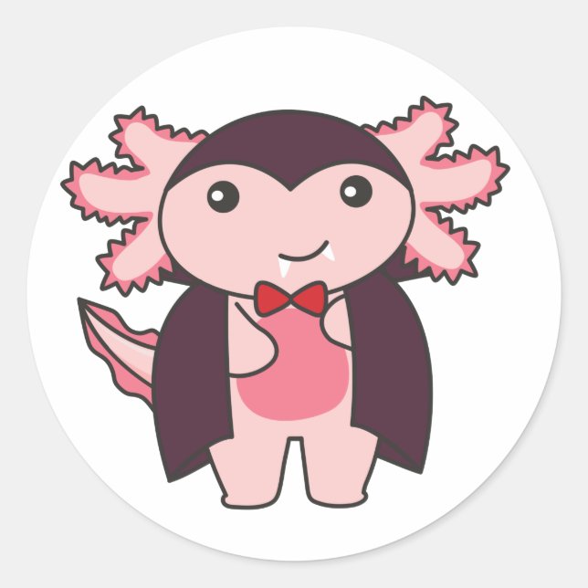 Pegatina Redonda Axolotl Halloween Clase de Disfraces de Vampiros D (Anverso)