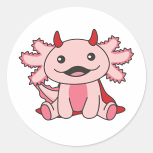 Pegatina Redonda Axolotl Halloween Cute Devil Kids Witness Costume