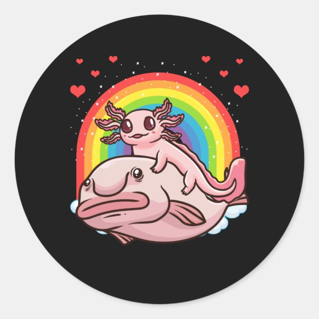 Pegatina Redonda Axolotl Kawaii Blobfish (Anverso)