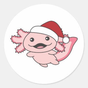 Pegatina Redonda Axolotl Merry Christmas Winter Axolotl Classic Tor