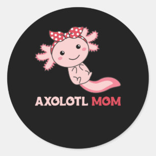 Pegatina Redonda Axolotl Mom - Cute Axolotl Mom Kawaii Animals