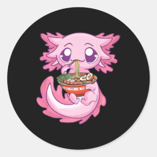 Pegatina Redonda Axolotl Ramen Kawaii japonés regalo de fideos anim