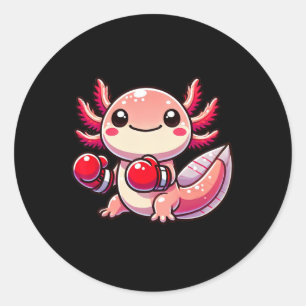 Pegatina Redonda Axolotl Vestido Como Un Boxer Gracioso