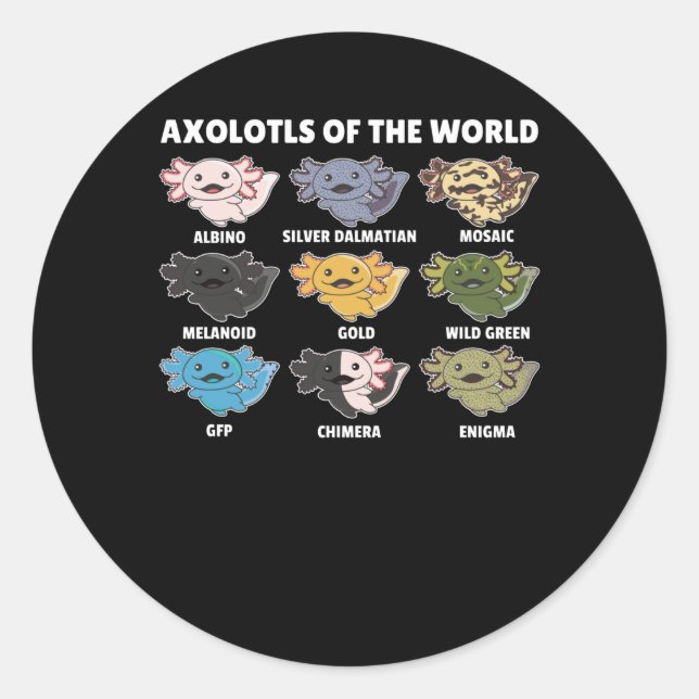 Pegatina Redonda Axolotls de Axolotl (Anverso)